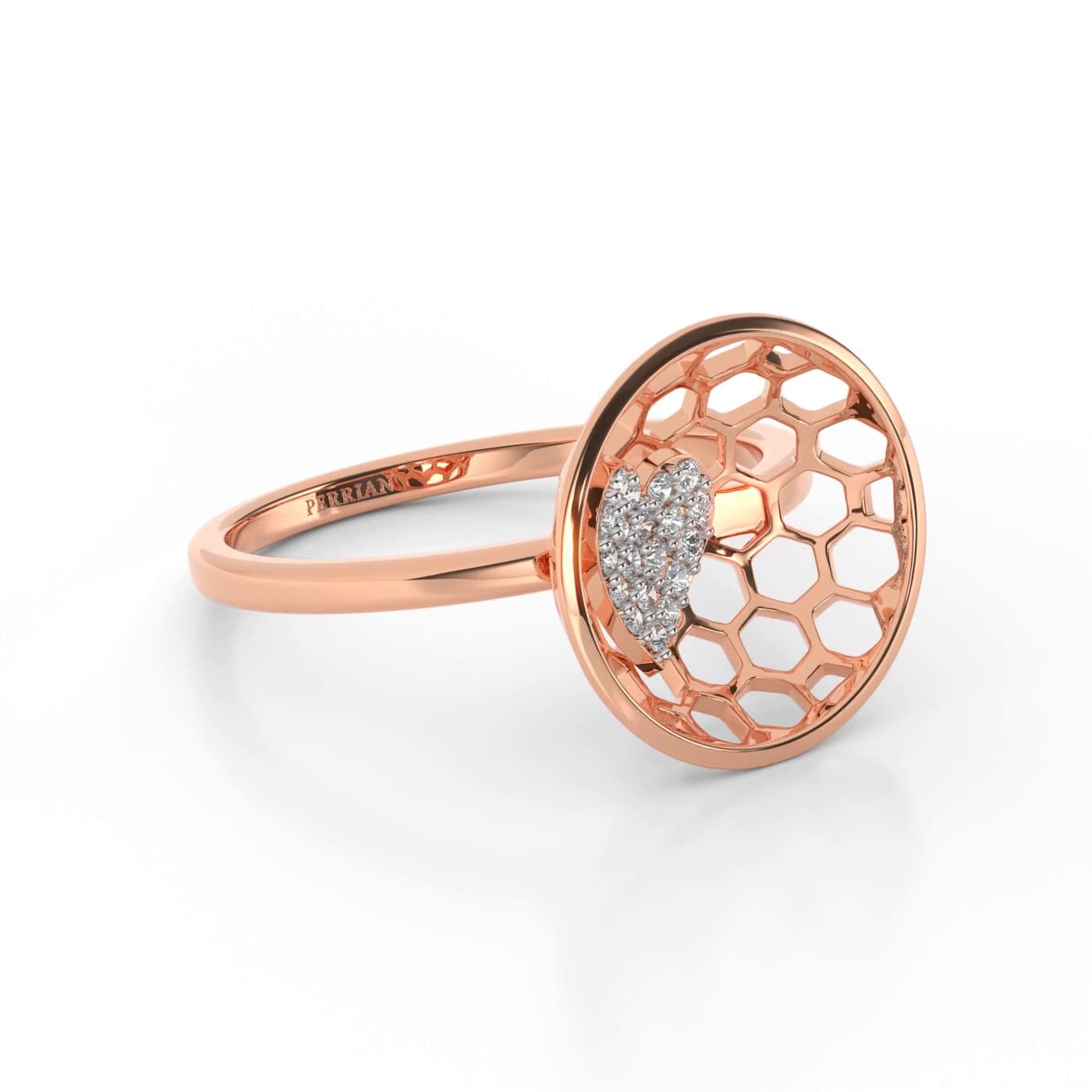 Round Hexagon Heart Diamond Ring For Women