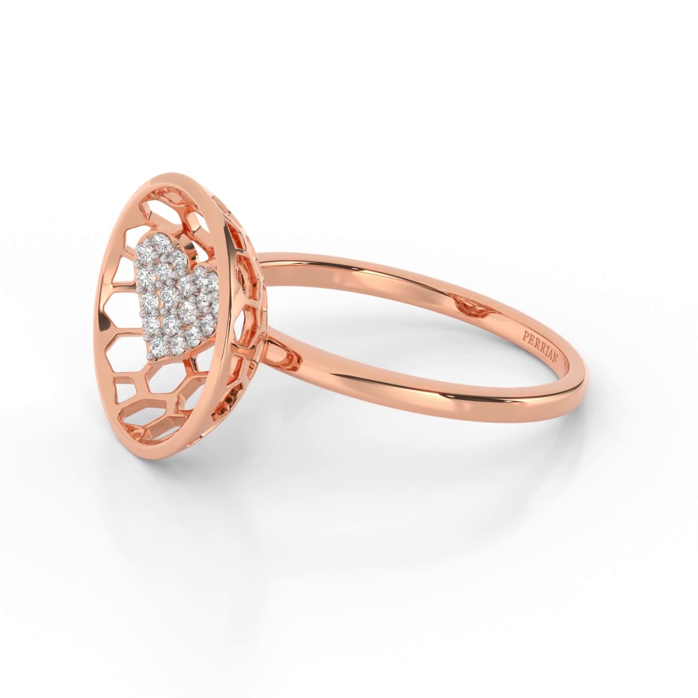 Round Hexagon Heart Diamond Ring For Women