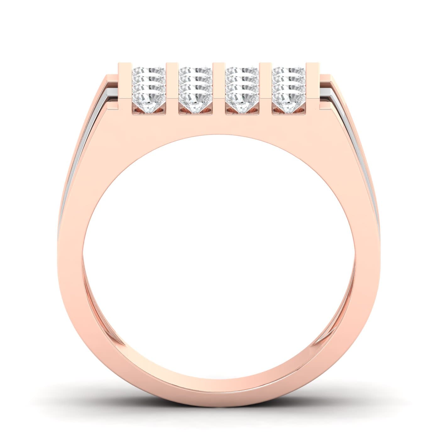 Cluster Linear Diamond Mens Ring
