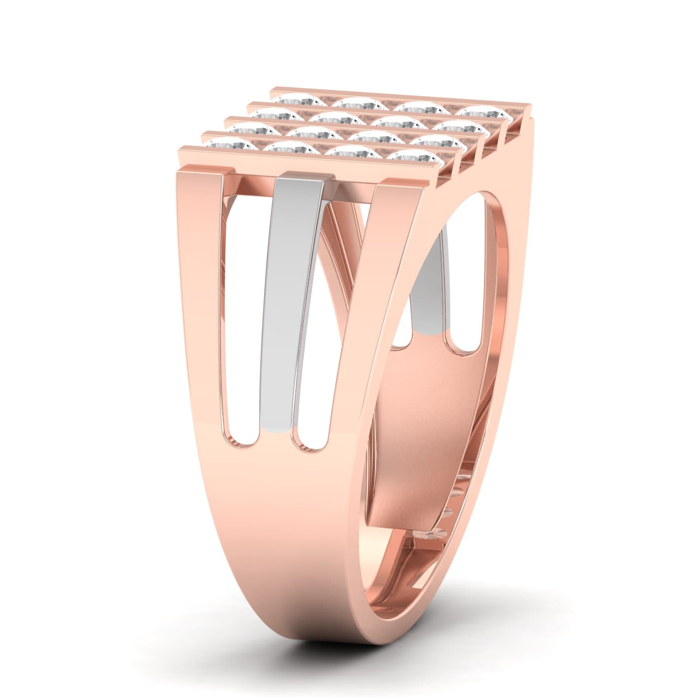Cluster Linear Diamond Mens Ring
