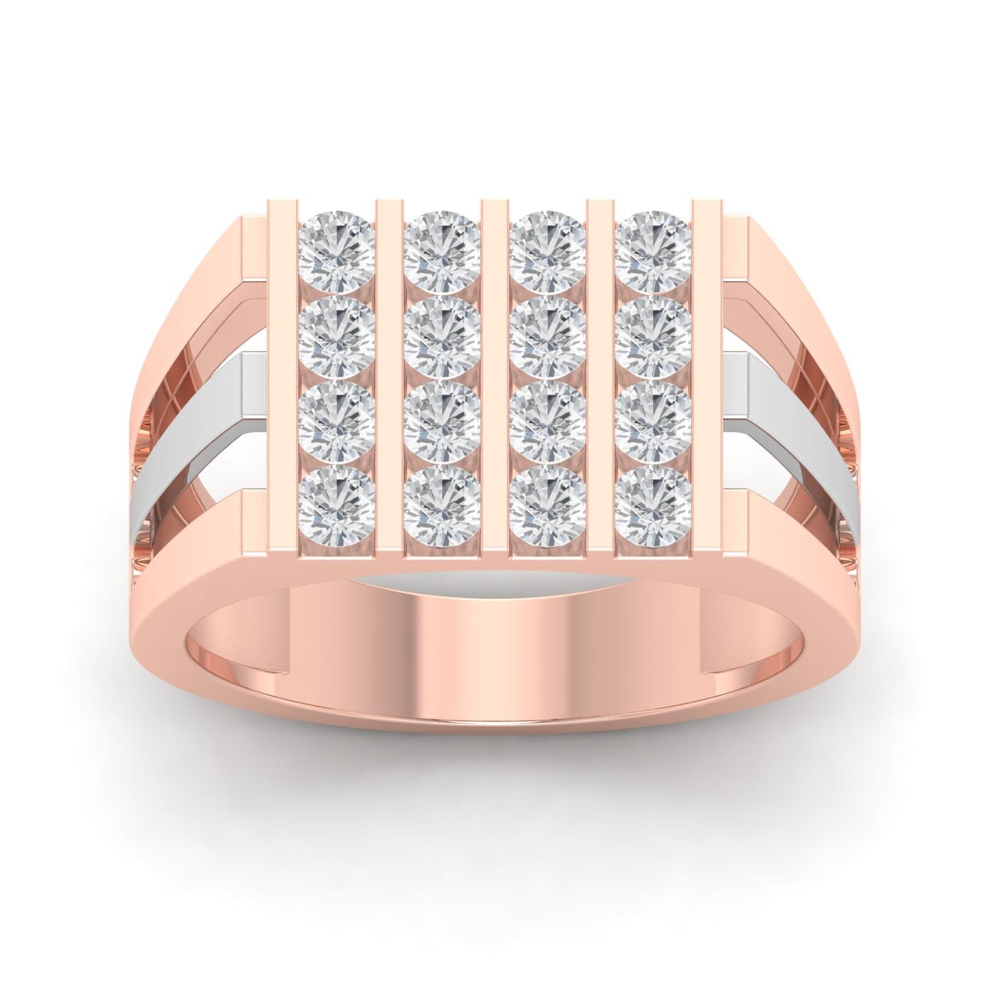 Cluster Linear Diamond Mens Ring