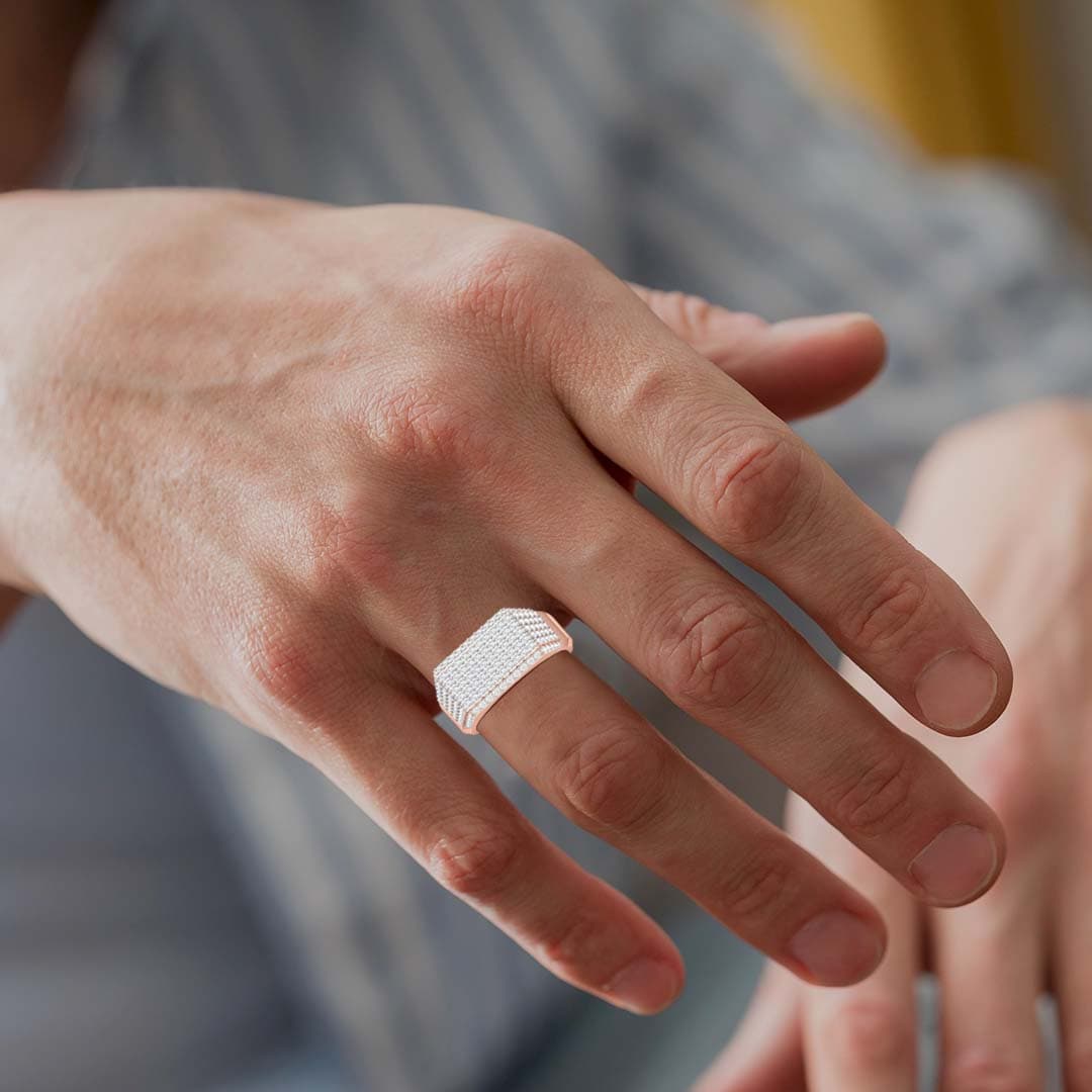 Diamond Cluster Mens Wedding Band