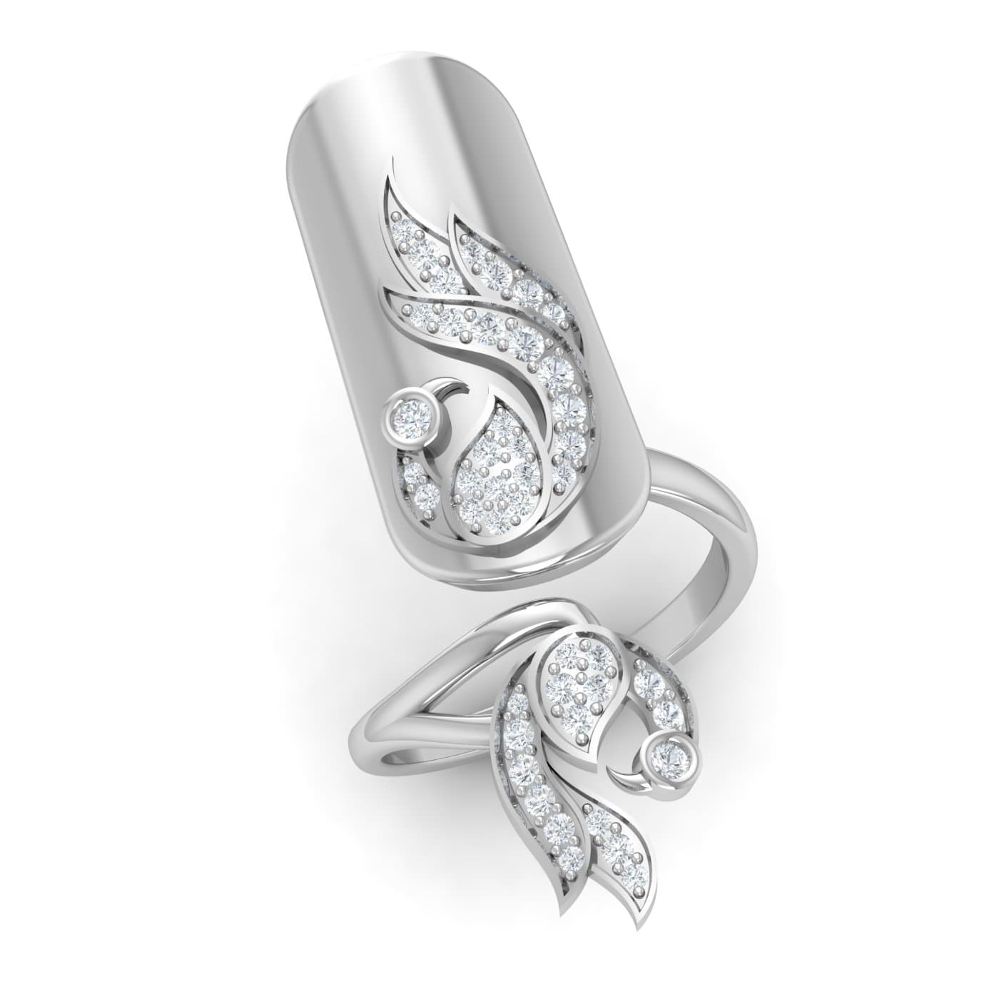 Diamond Peacock Nail Ring