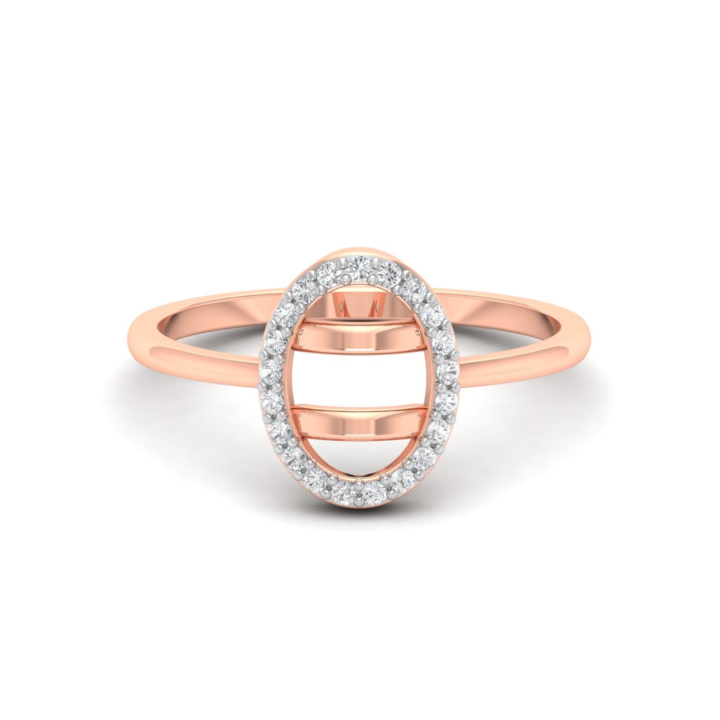 Oval Parallel Line Diamond Ring