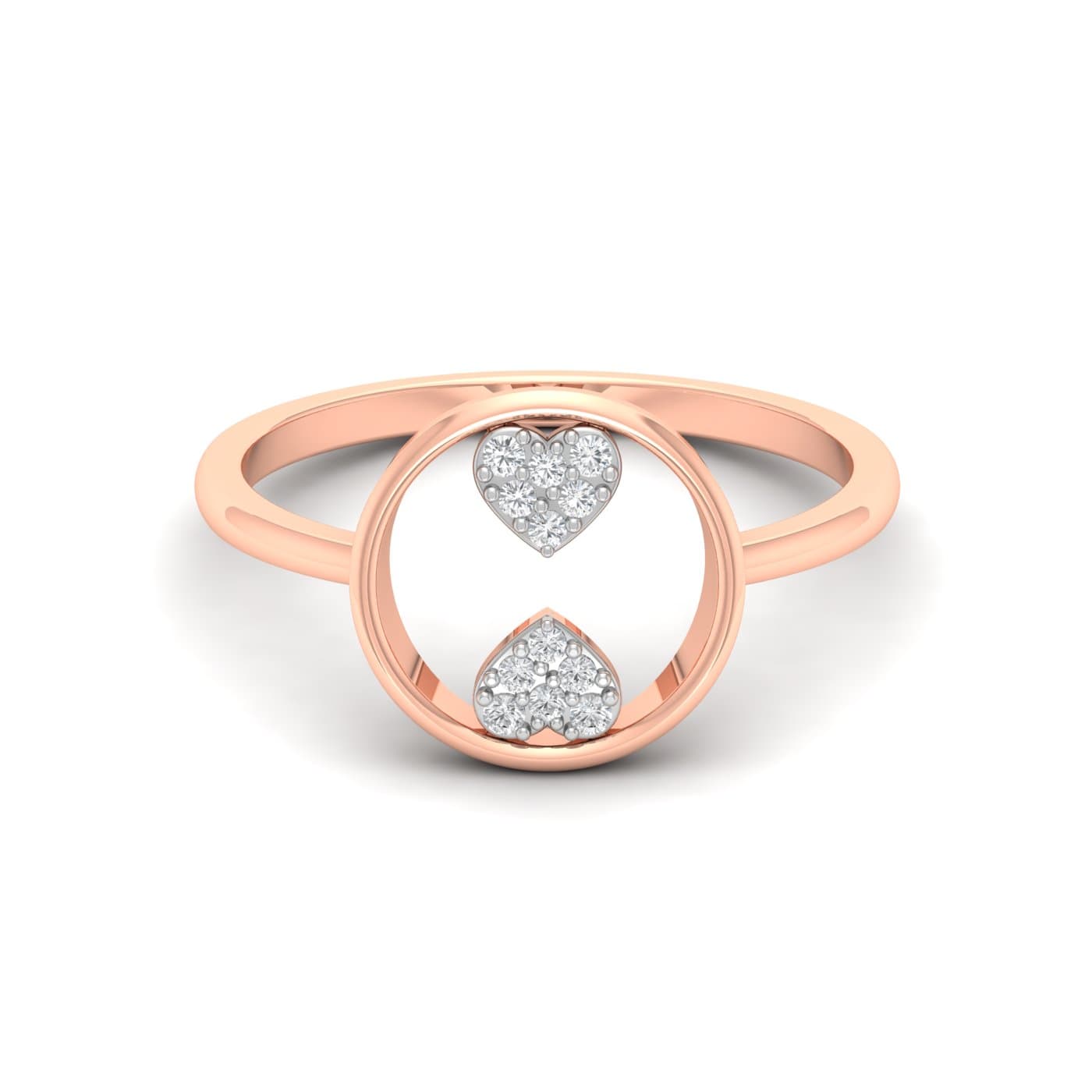 Two Heart Frame Diamond Ring