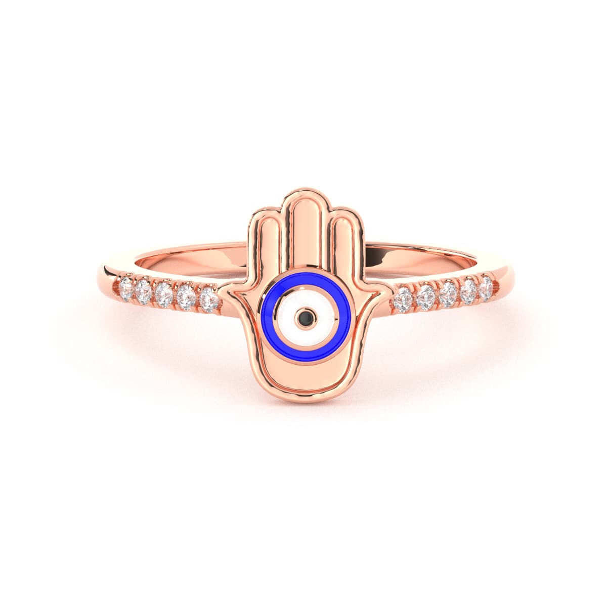 Hamsa Hued Diamond Ring