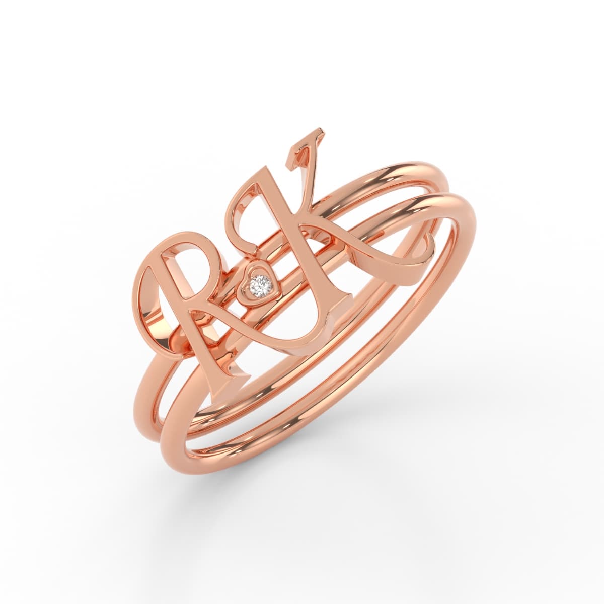 Royal Key R K Diamond Alphabet Ring
