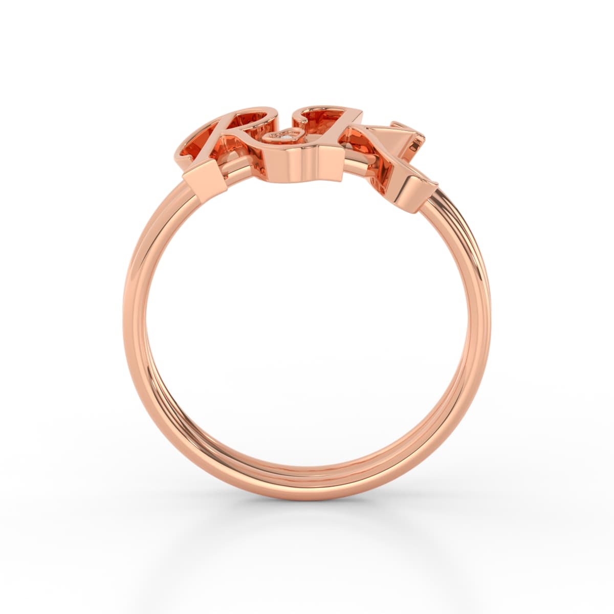 Royal Key R K Diamond Alphabet Ring