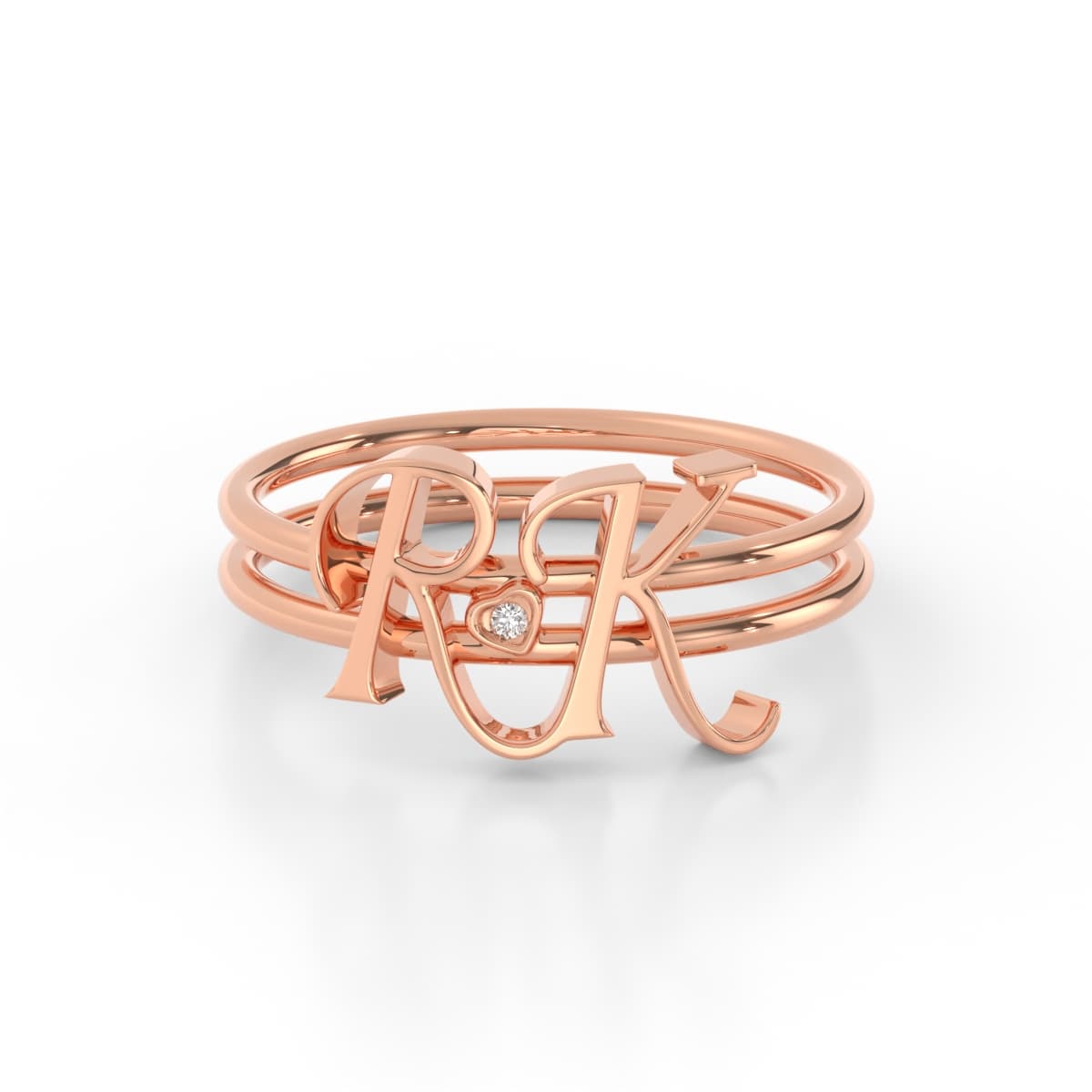 Royal Key R K Diamond Alphabet Ring