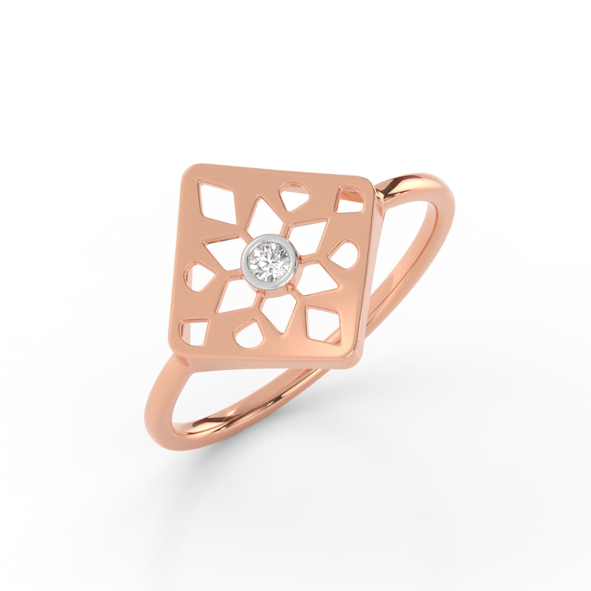 Geometric Filigree Diamond Ring
