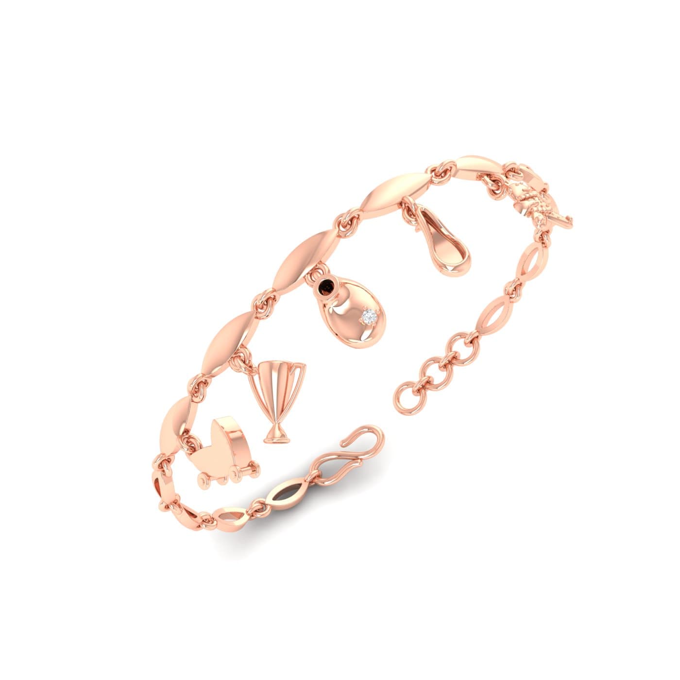 Fancy Charm Gold Bracelet