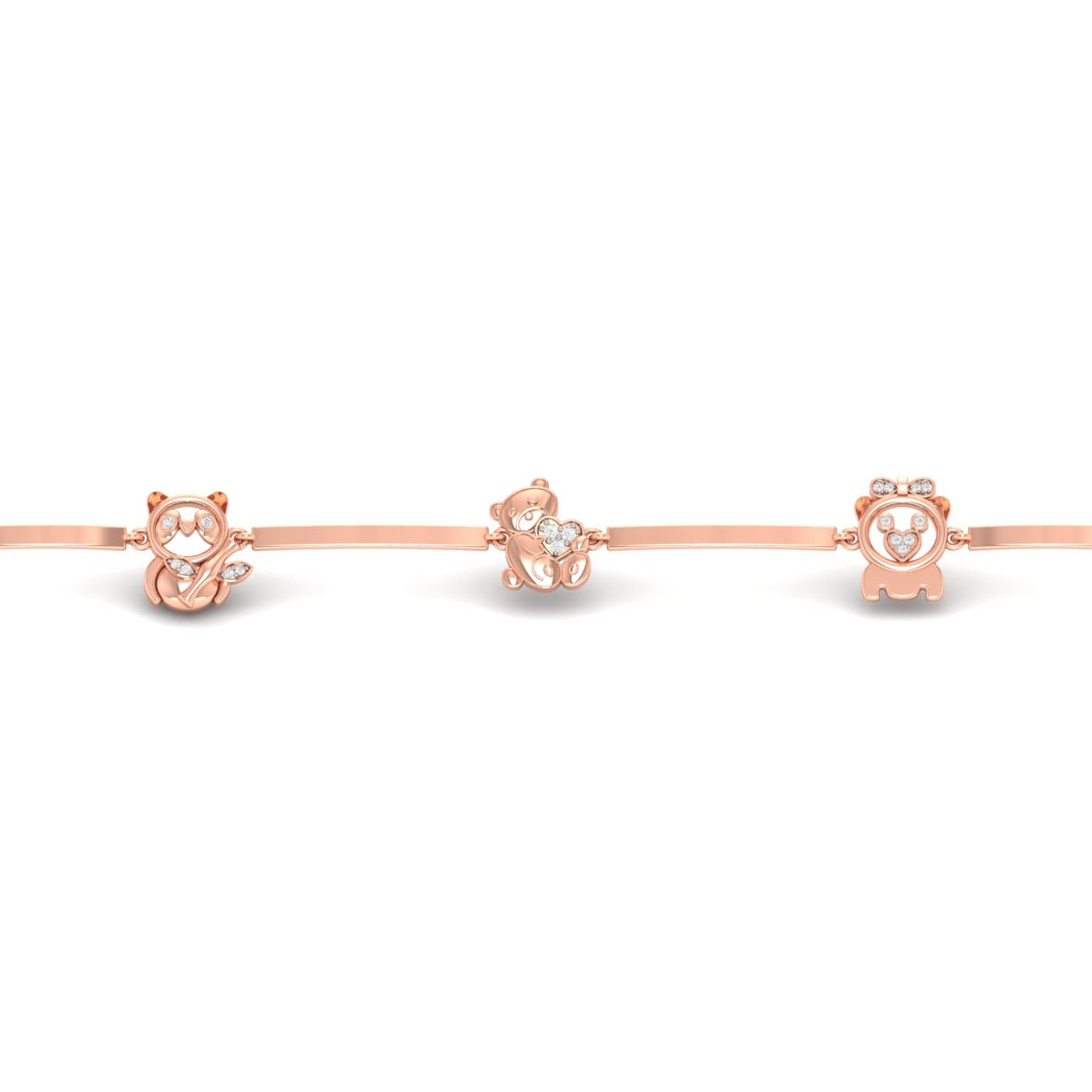 Teddy Heart Diamond Gold Bracelet