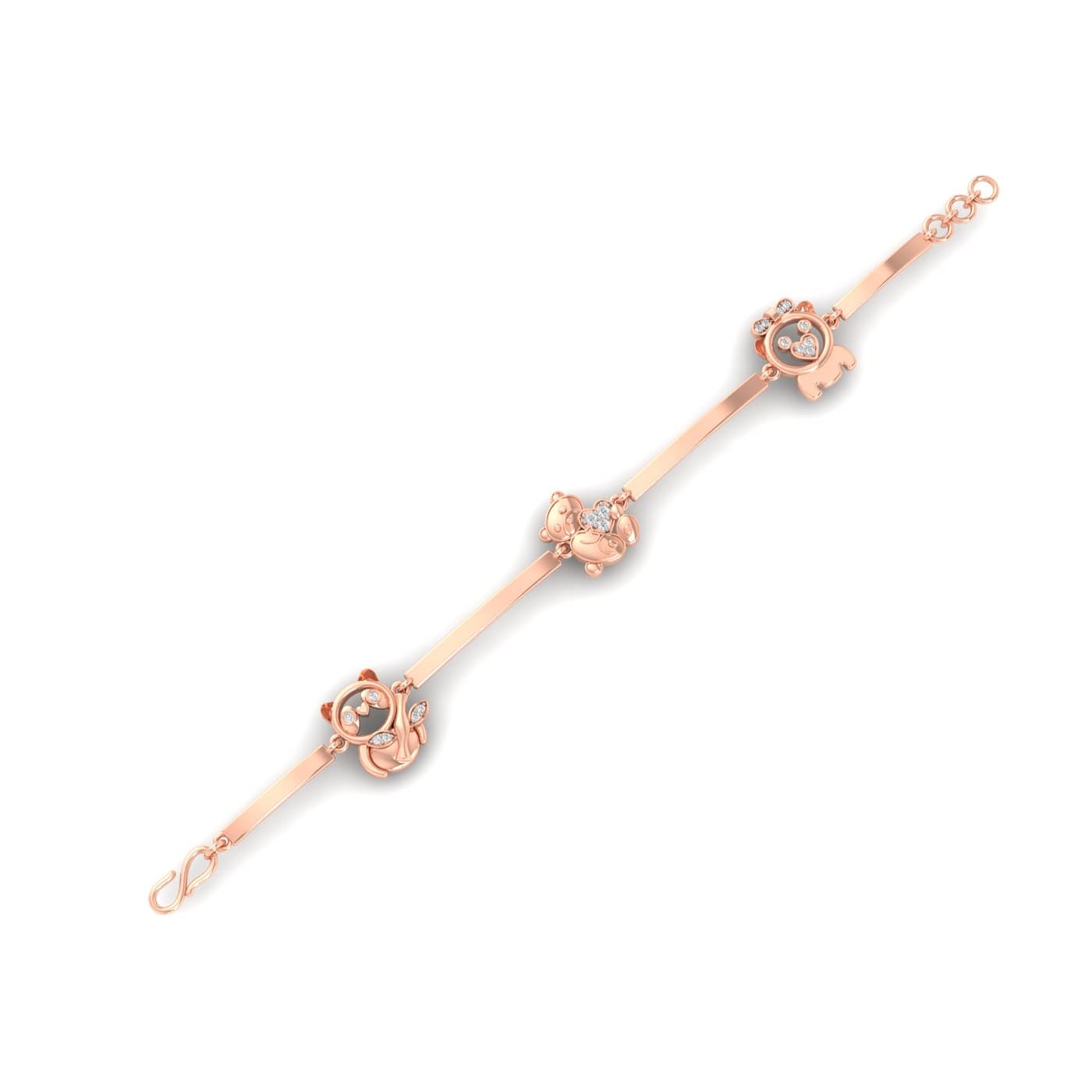 Teddy Heart Diamond Gold Bracelet