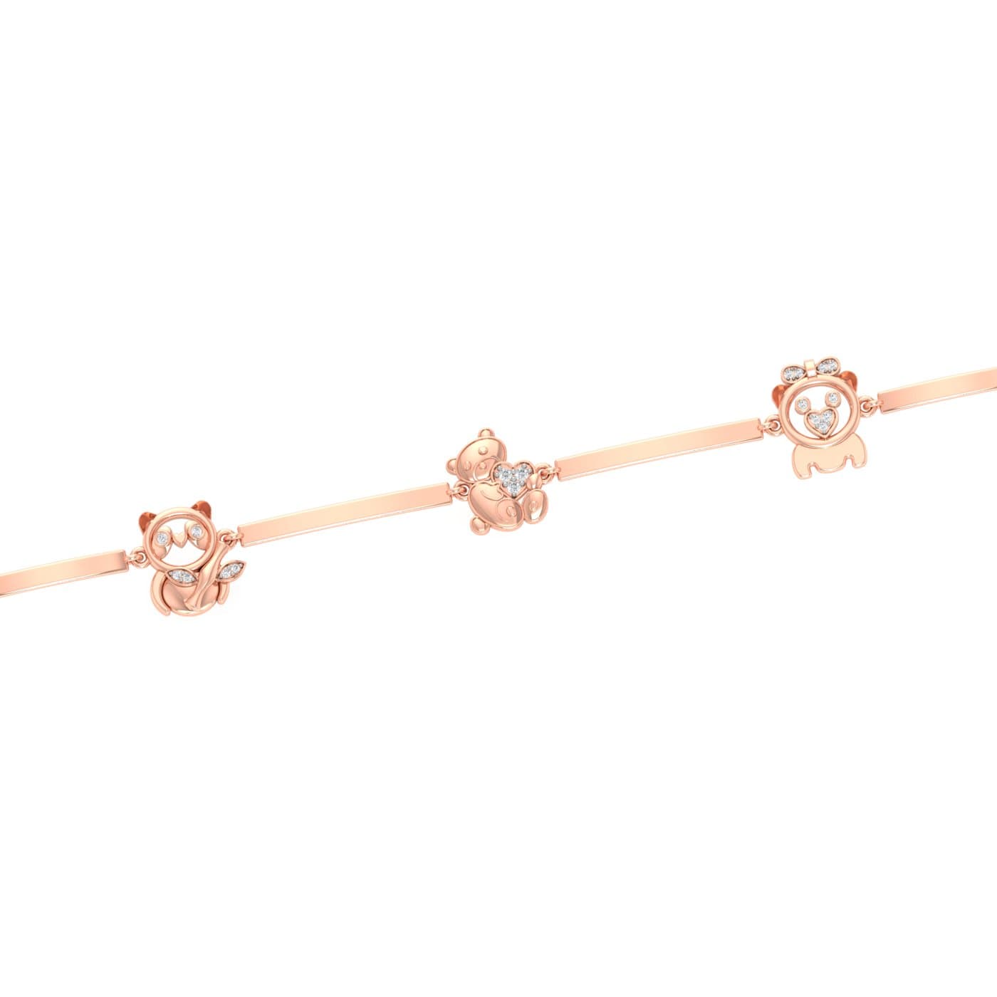 Teddy Heart Diamond Gold Bracelet