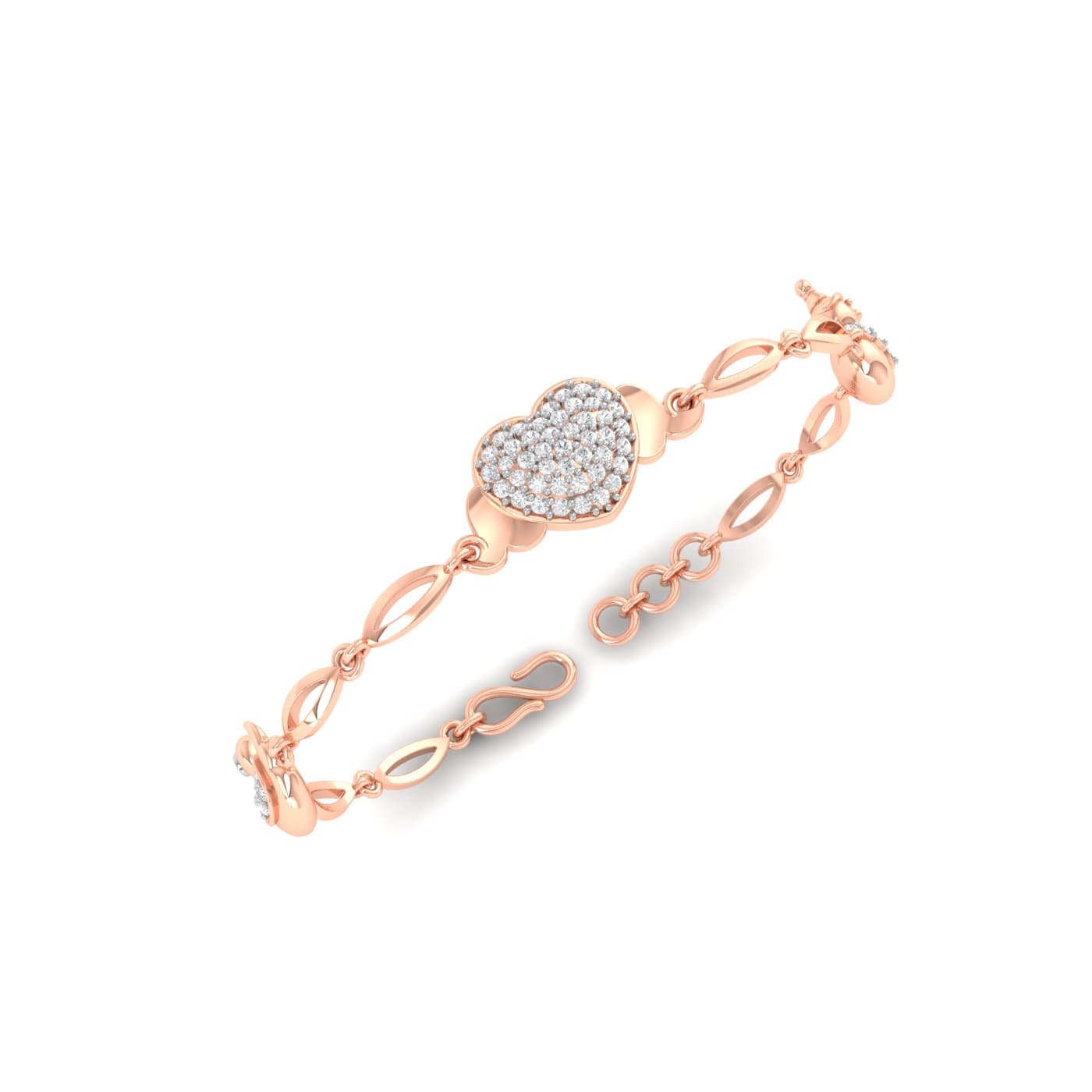 Cluster Heart Gold Diamond Bracelet
