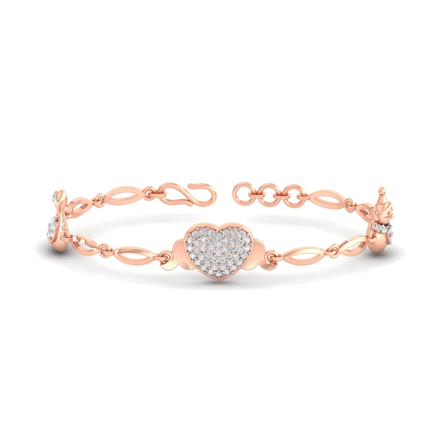 Cluster Heart Gold Diamond Bracelet