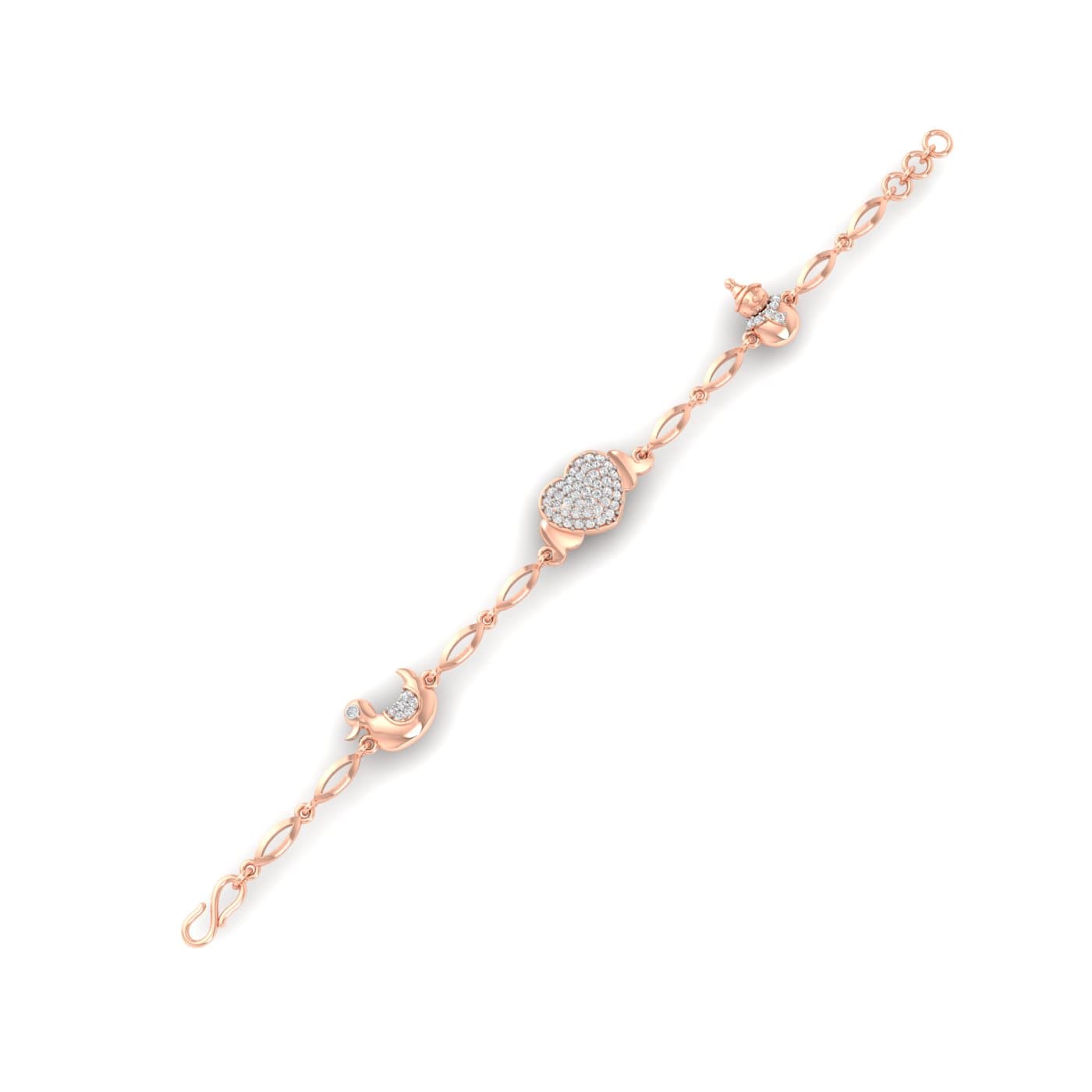 Cluster Heart Gold Diamond Bracelet