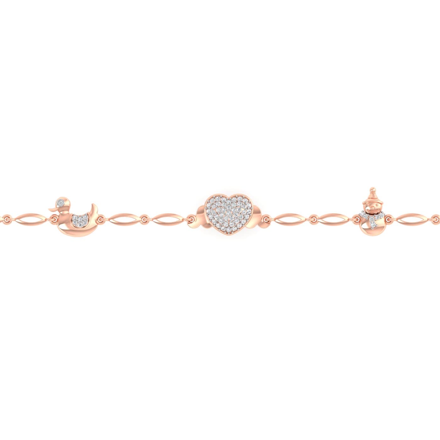 Cluster Heart Gold Diamond Bracelet