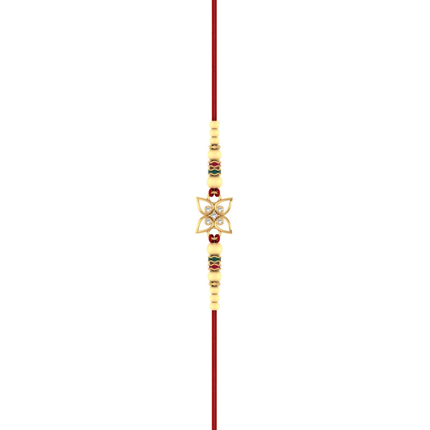 Flower Style Diamond Gold Rakhi