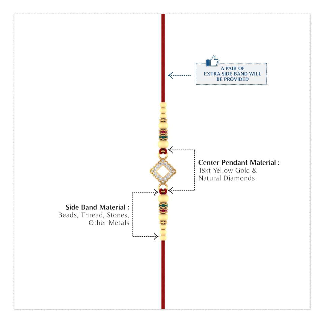 Square Style Gold Rakhi