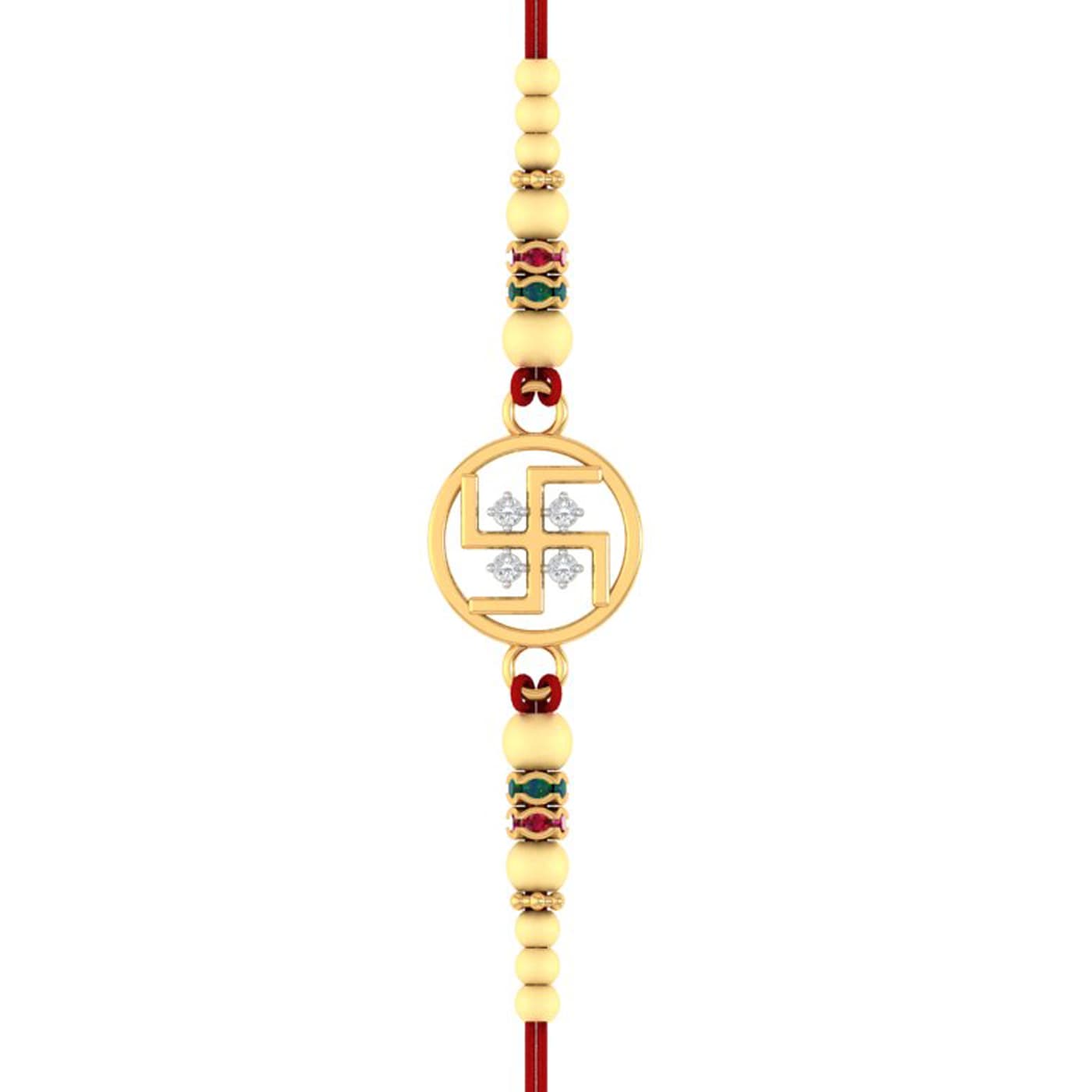Round Swastik Gold Rakhi