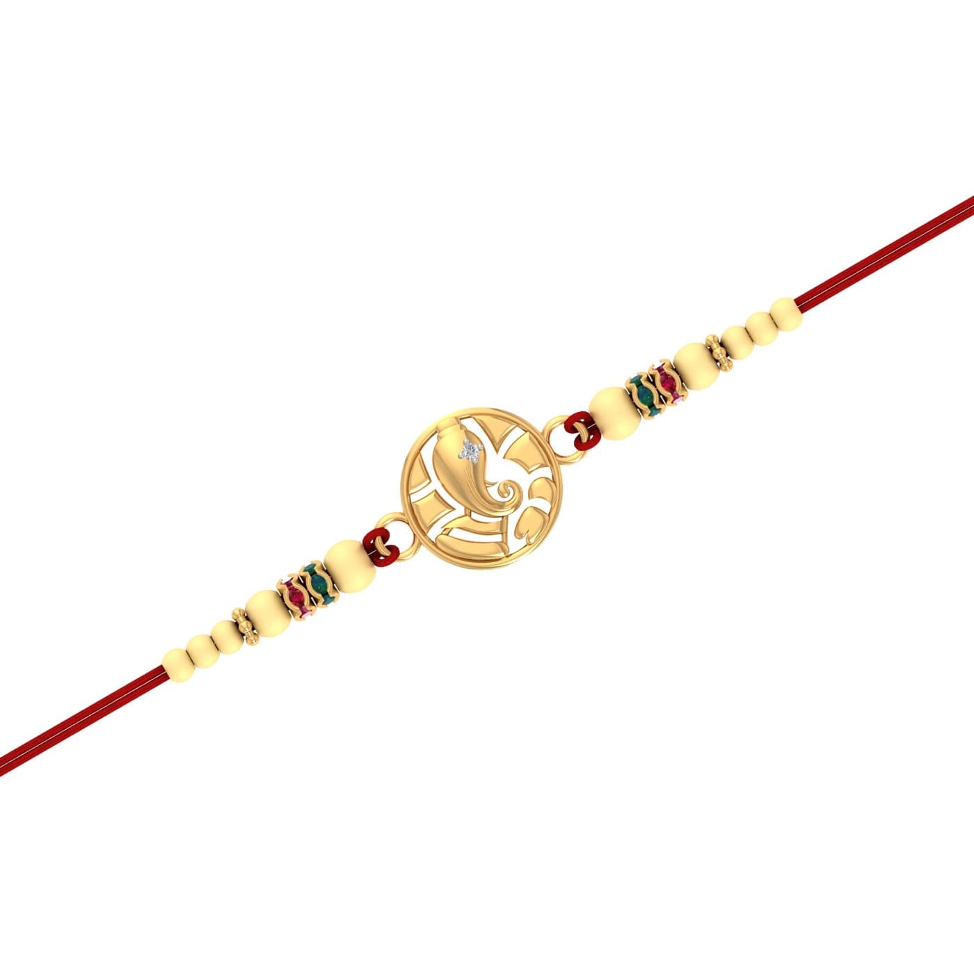 Modern Style Ganesh Gold Rakhi
