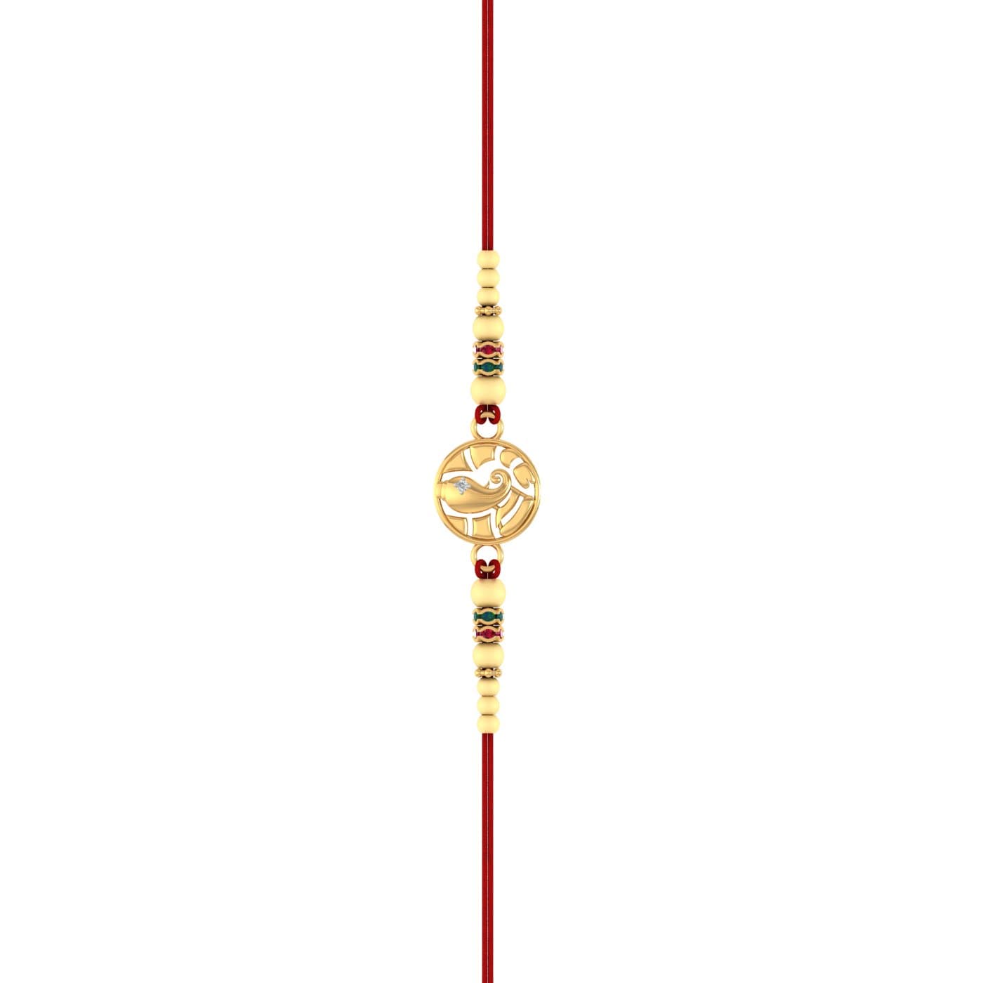 Modern Style Ganesh Gold Rakhi