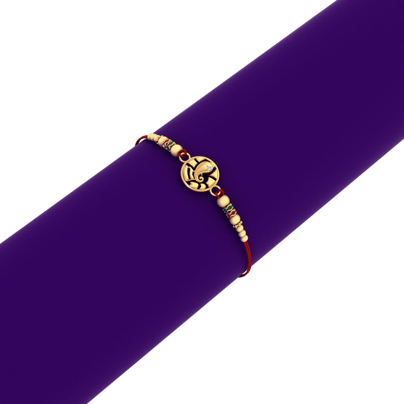 Modern Style Ganesh Gold Rakhi