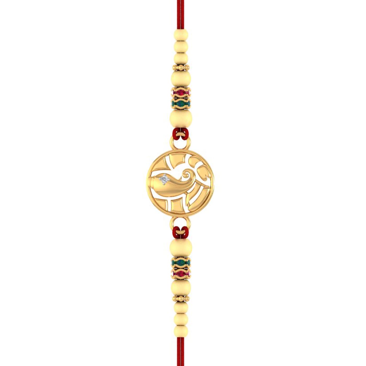 Modern Style Ganesh Gold Rakhi