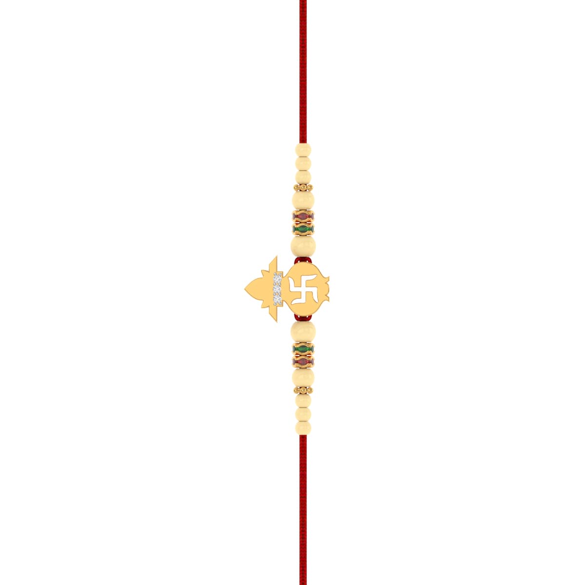 Swastik Kalash Yellow Gold Rakhi
