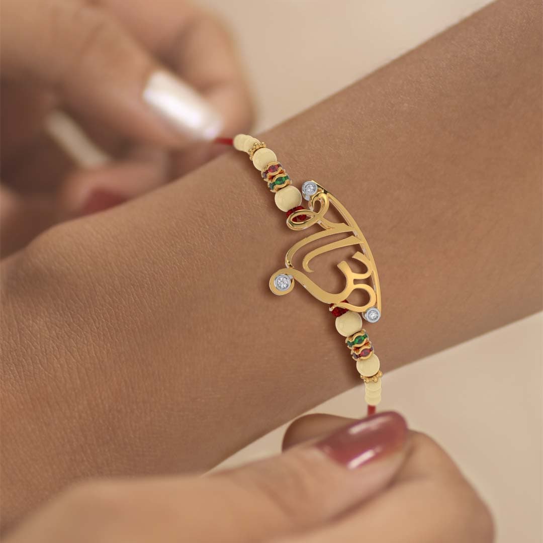 Marathi Bhaau Name Yellow Gold Rakhi