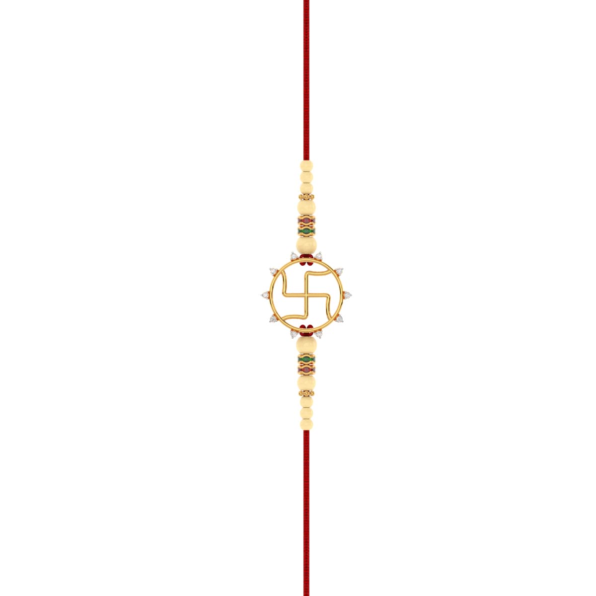 Swastika Rakhi Diamond Yellow Gold Rakhi