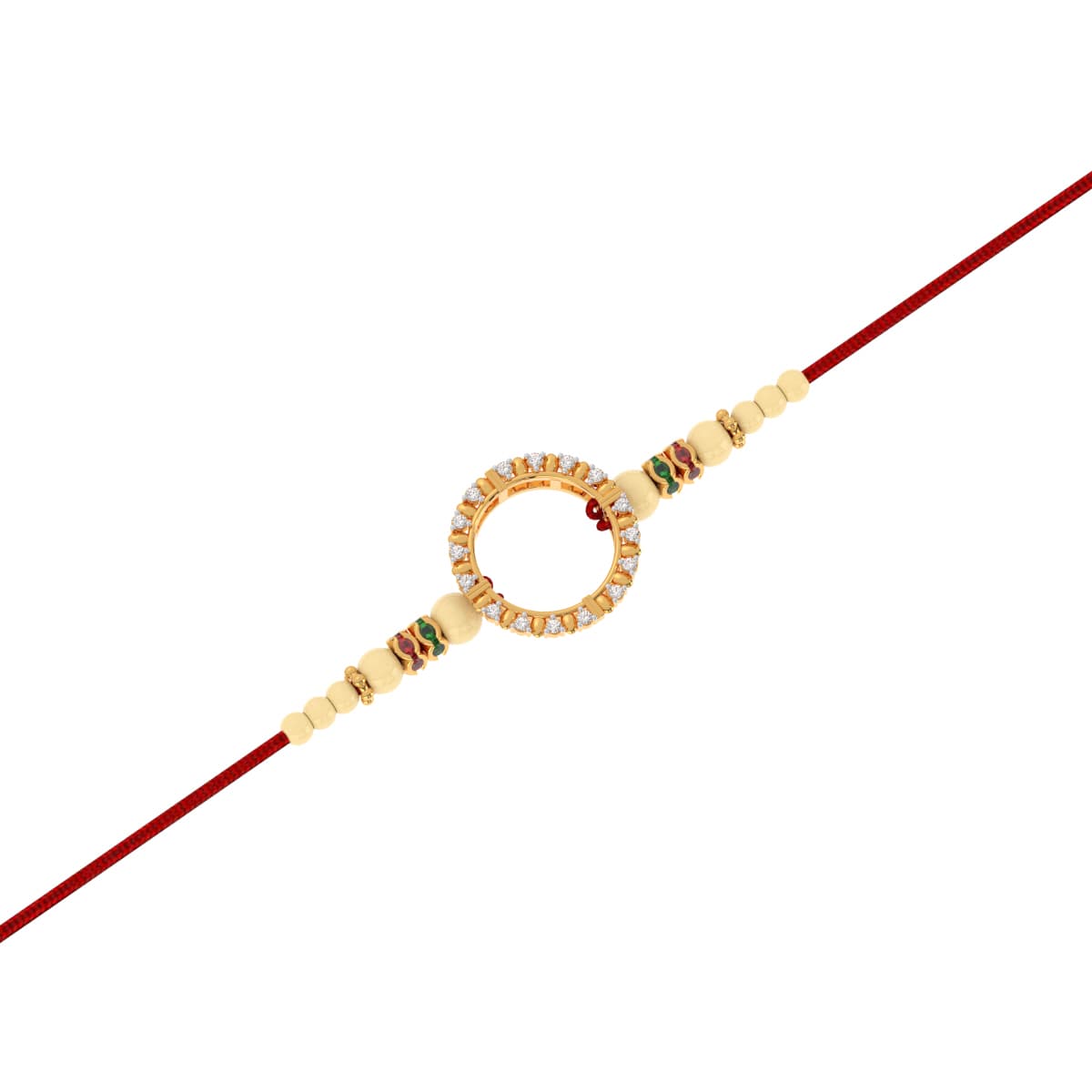 Circle Diamond Yellow Gold Rakhi