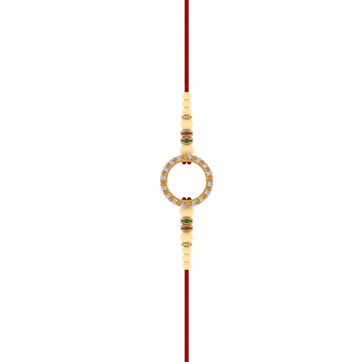 Circle Diamond Yellow Gold Rakhi
