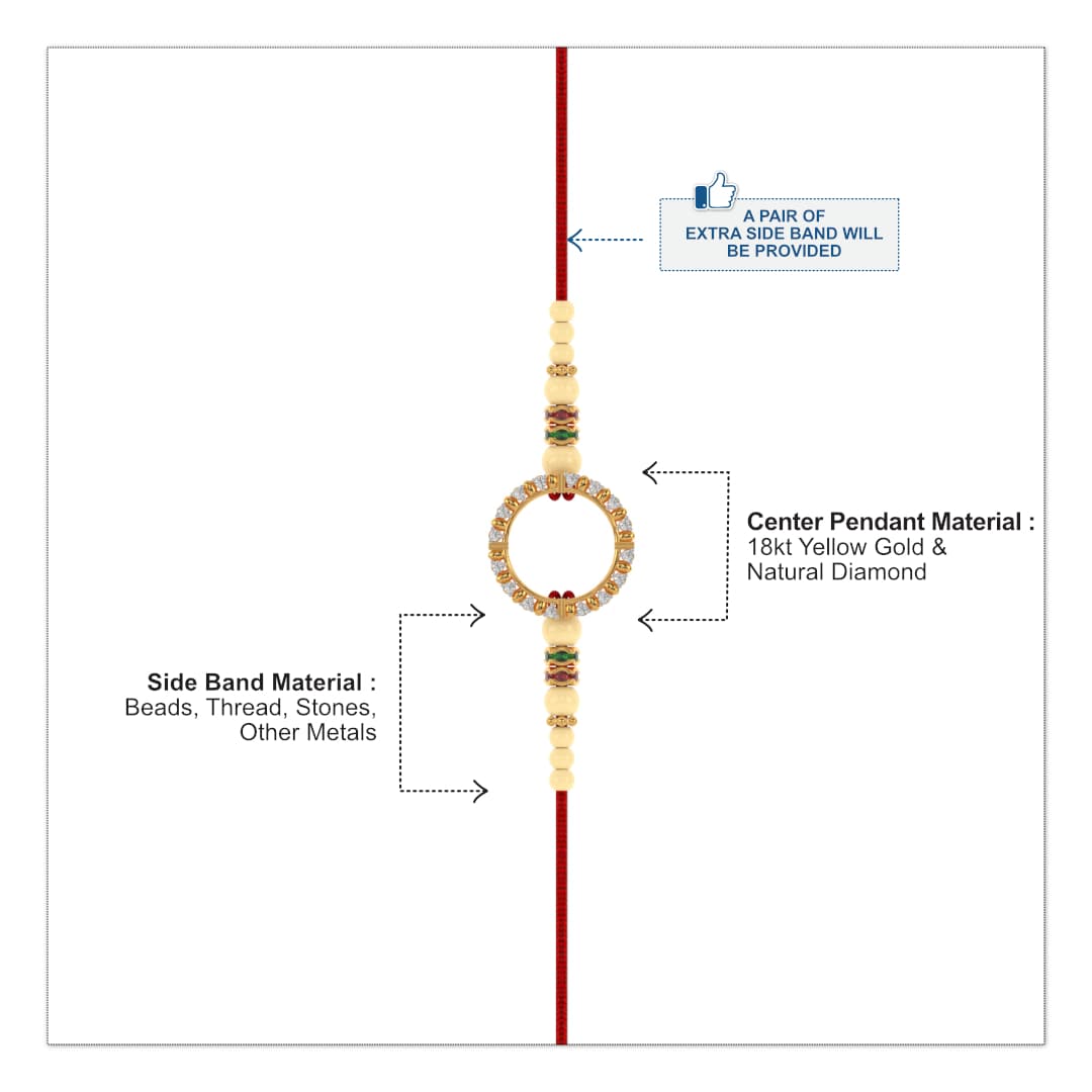 Circle Diamond Yellow Gold Rakhi