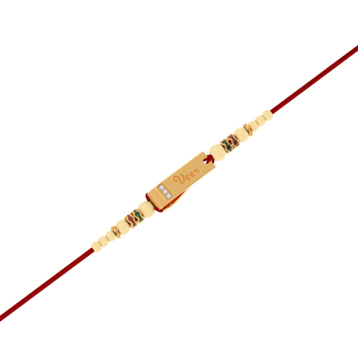 Veer Yellow Gold Diamond Rakhi For Brother