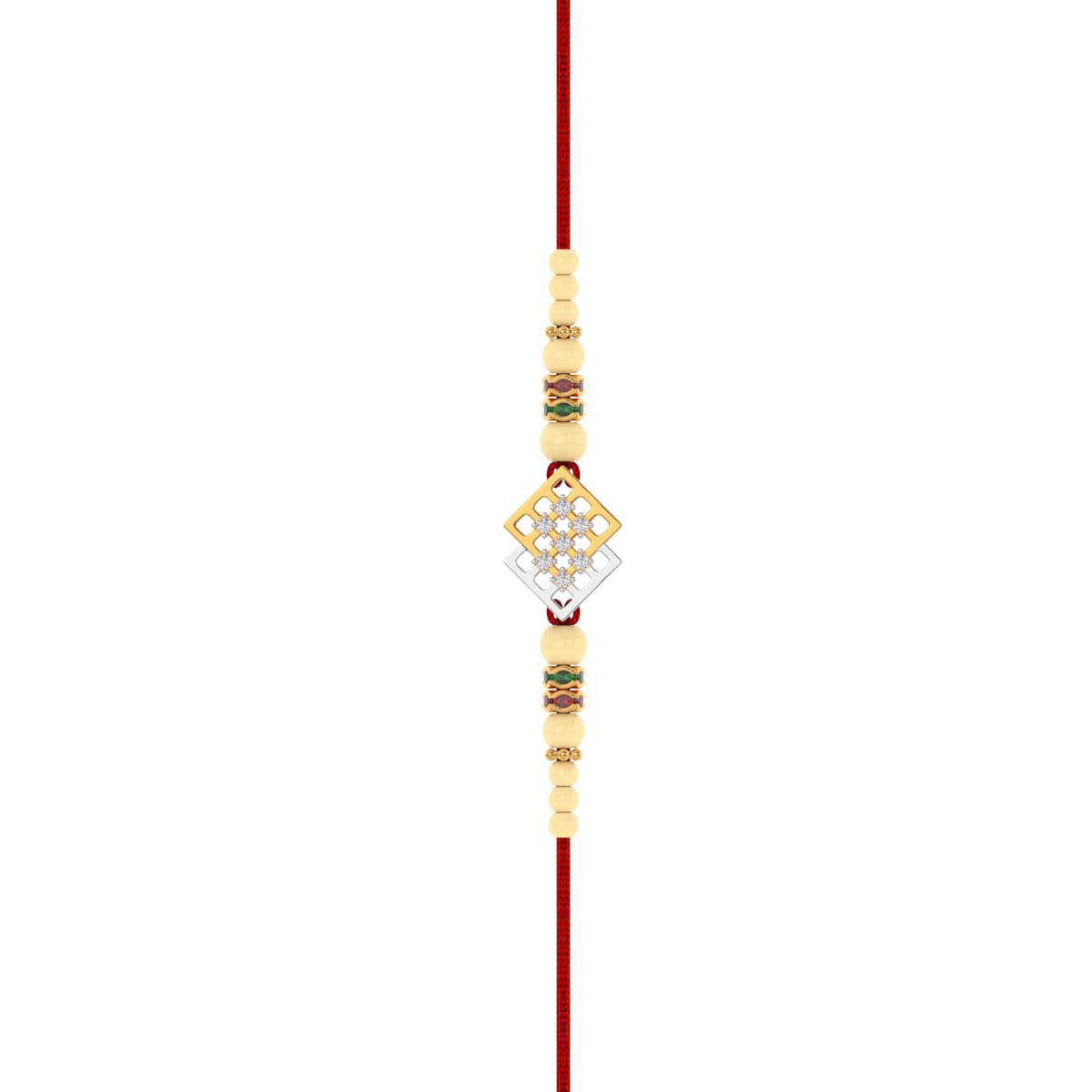 Dual Square Diamond Yellow Gold Rakhi