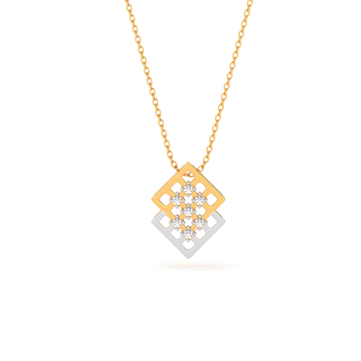 Dual Square Diamond Yellow Gold Rakhi