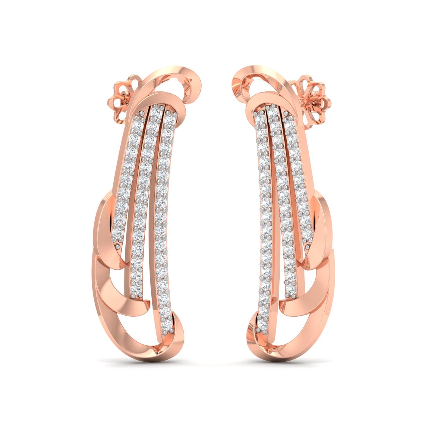 Trio Line Diamond Earrings