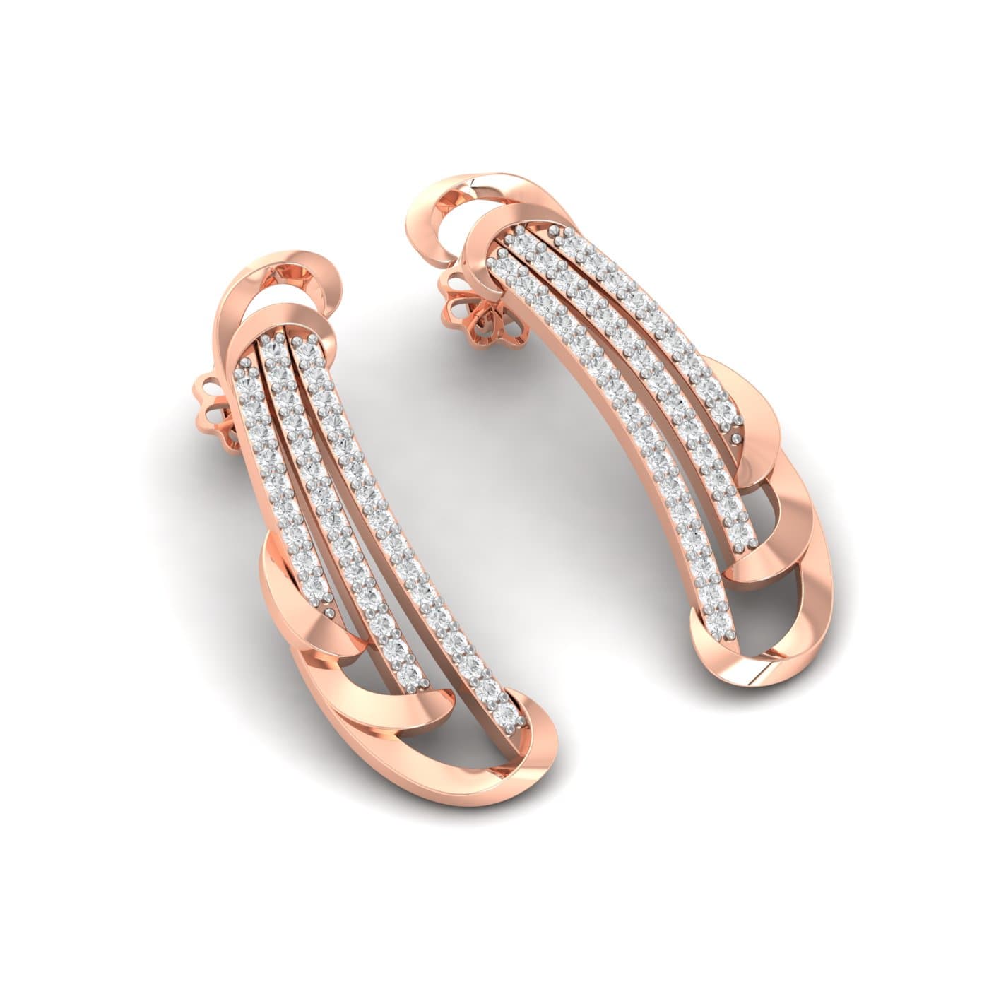 Trio Line Diamond Earrings