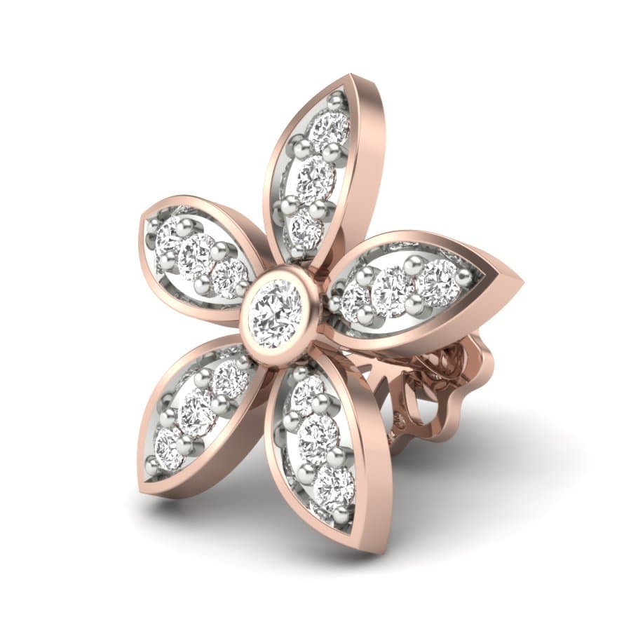 Star Shape Floral Diamond Earrings