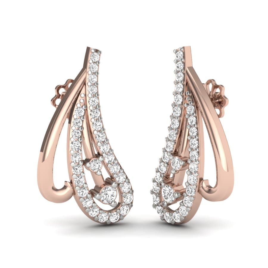 Stunning Feather Cut Diamond Earrings
