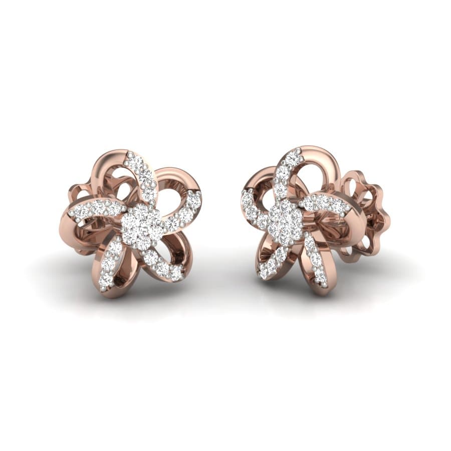 Twisting Fleur Diamond Earrings
