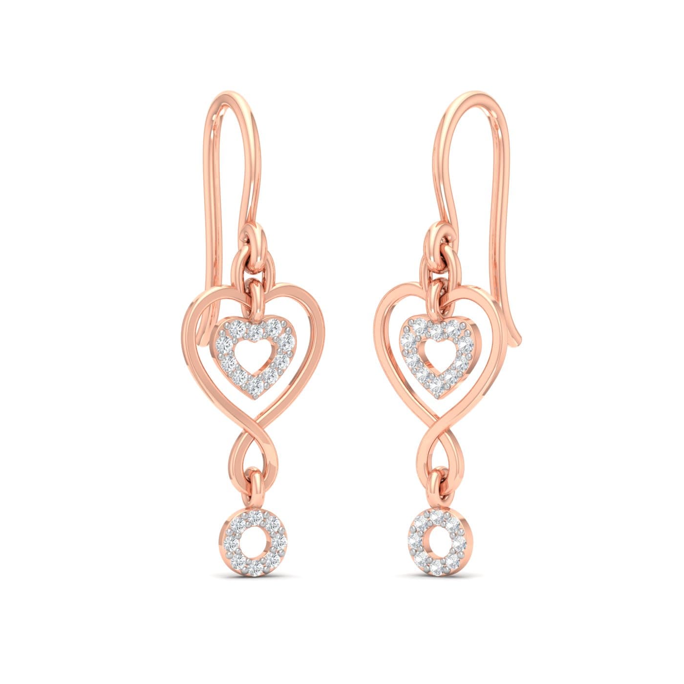 Heart Shape Droplet Diamond Earrings