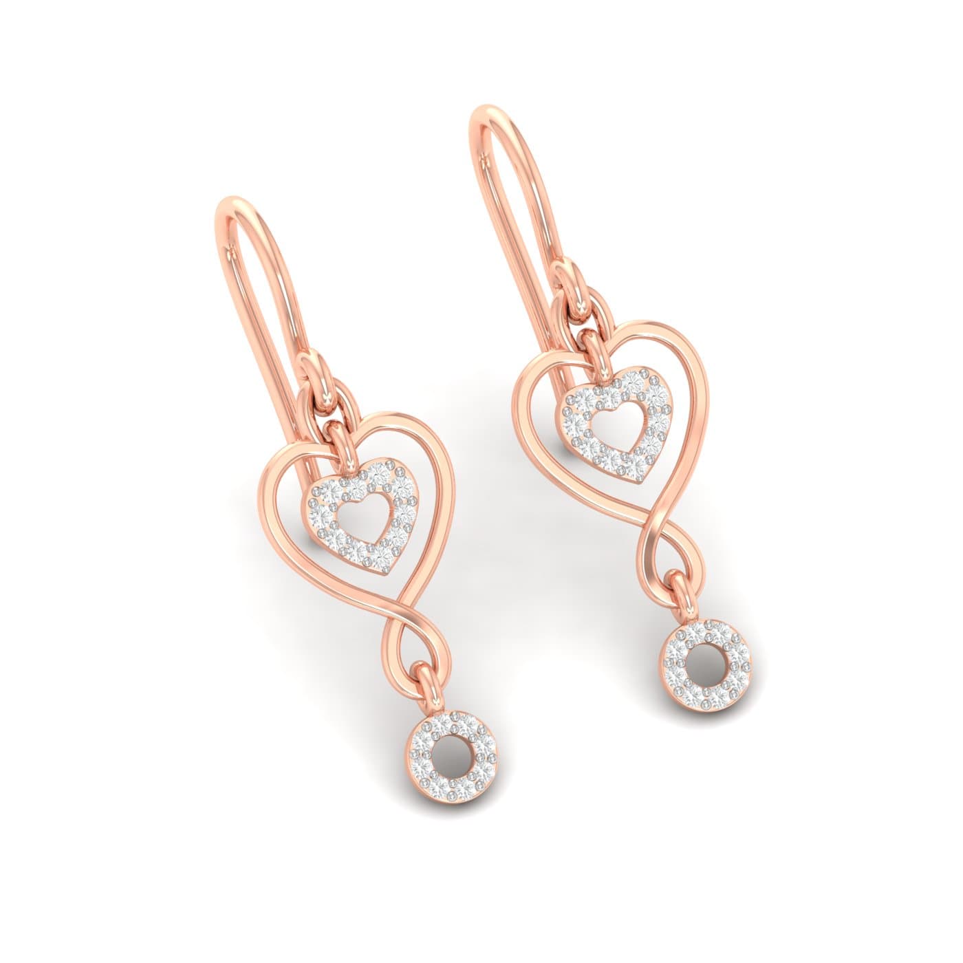 Heart Shape Droplet Diamond Earrings