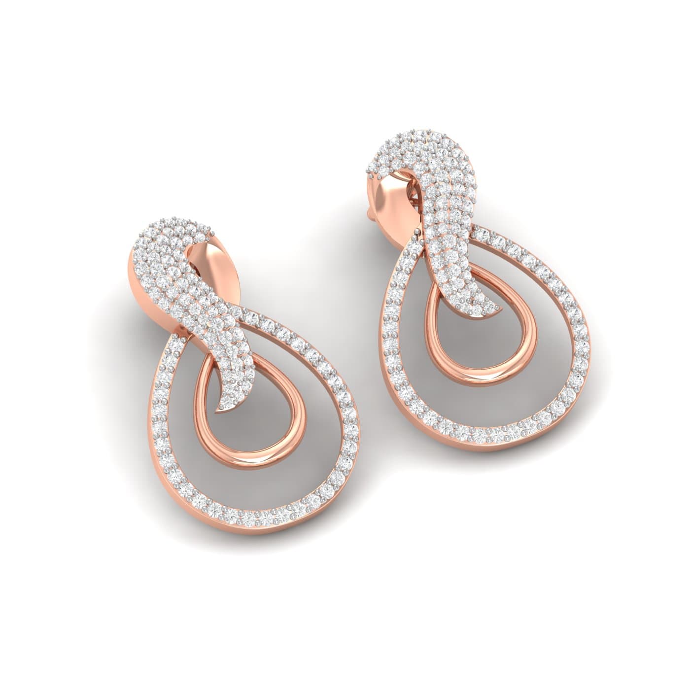 Shinning Clover Diamond Stud Earrings