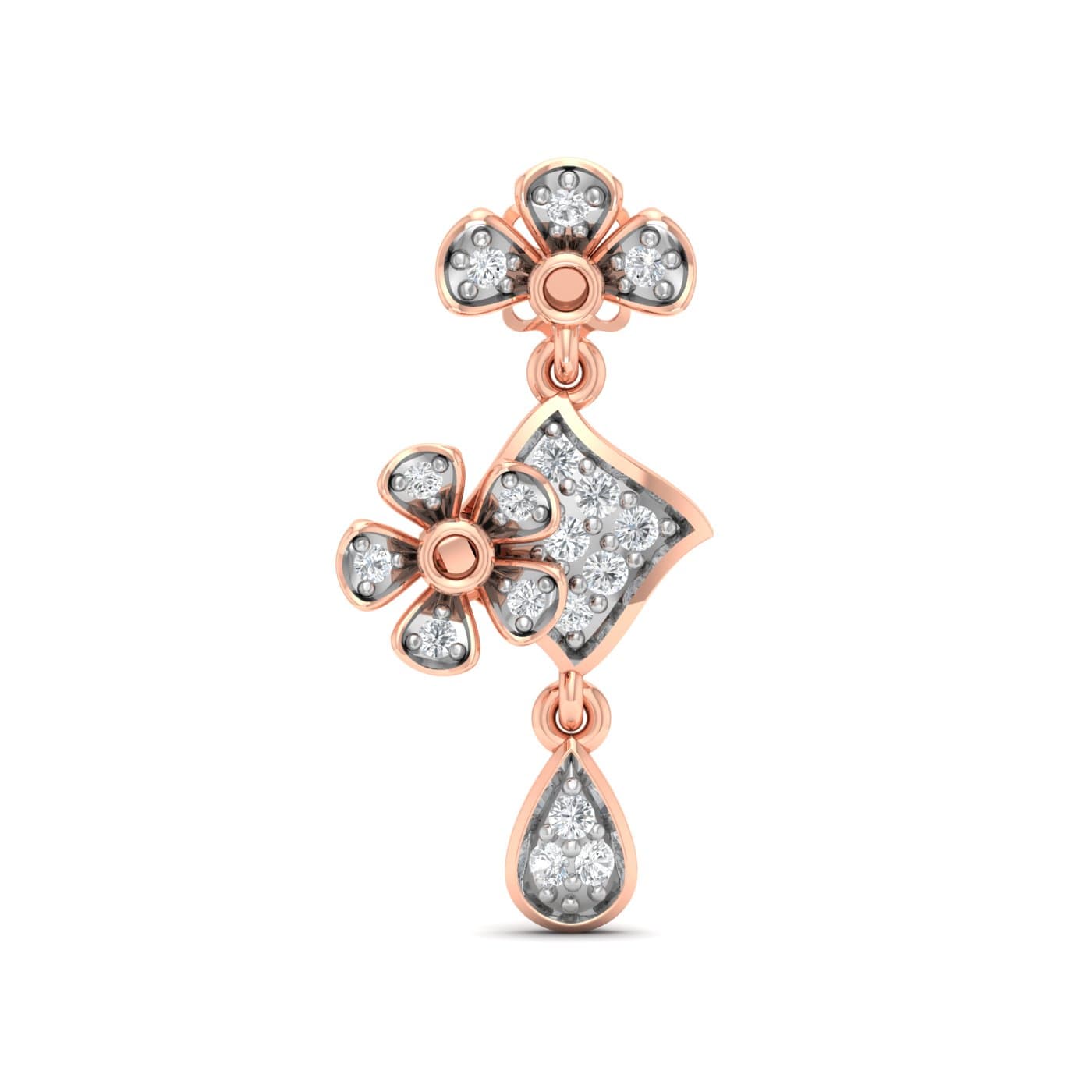 Two Fleur Drop Diamond Earrings