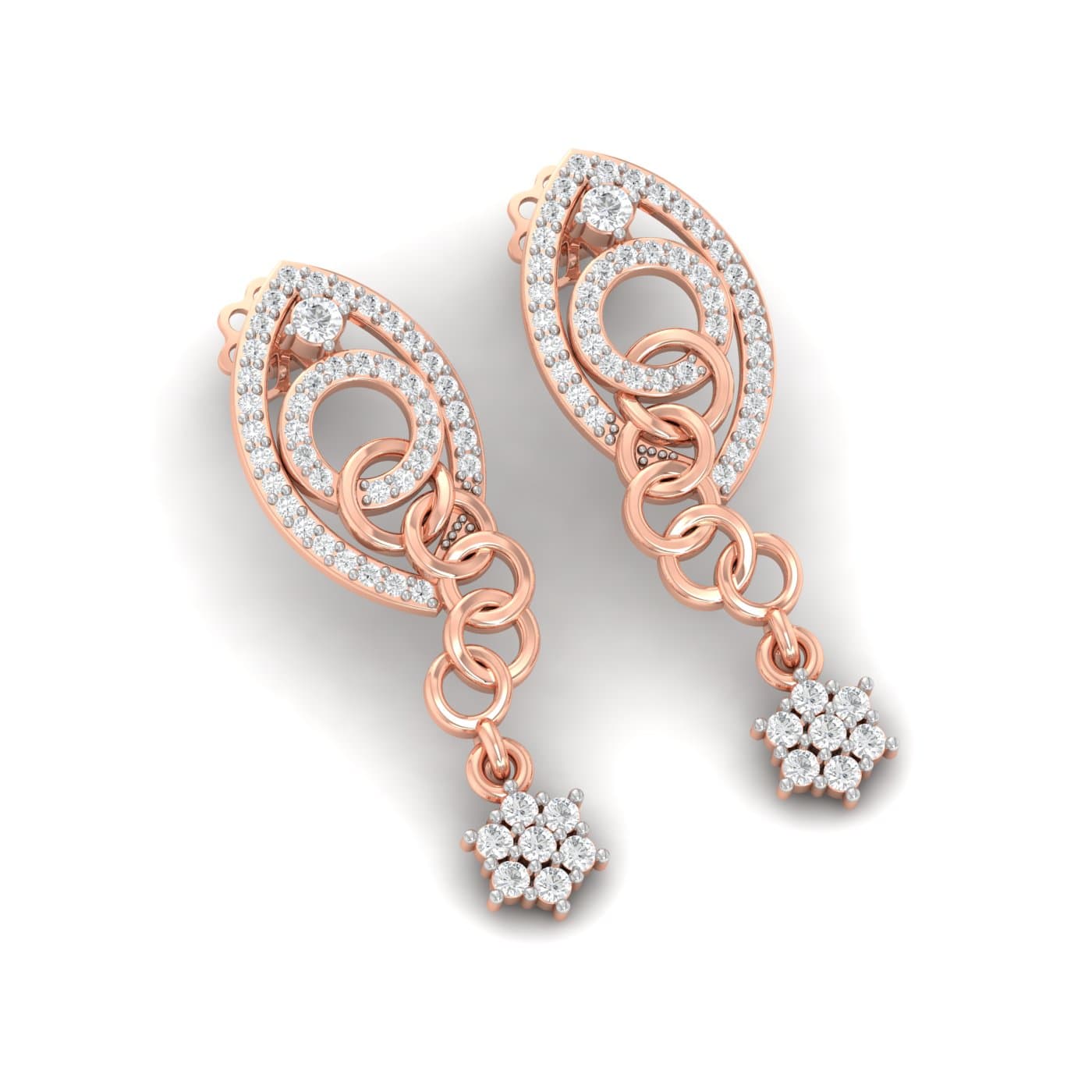 Sparkling Eye Shape Diamond Earrings