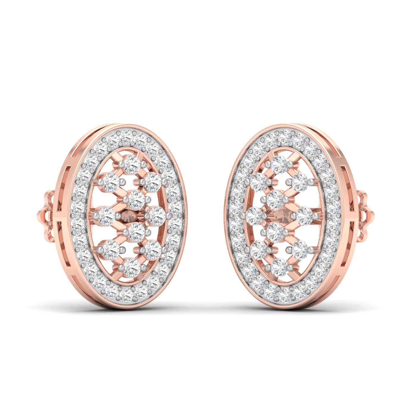 Round Chex Diamond Earrings