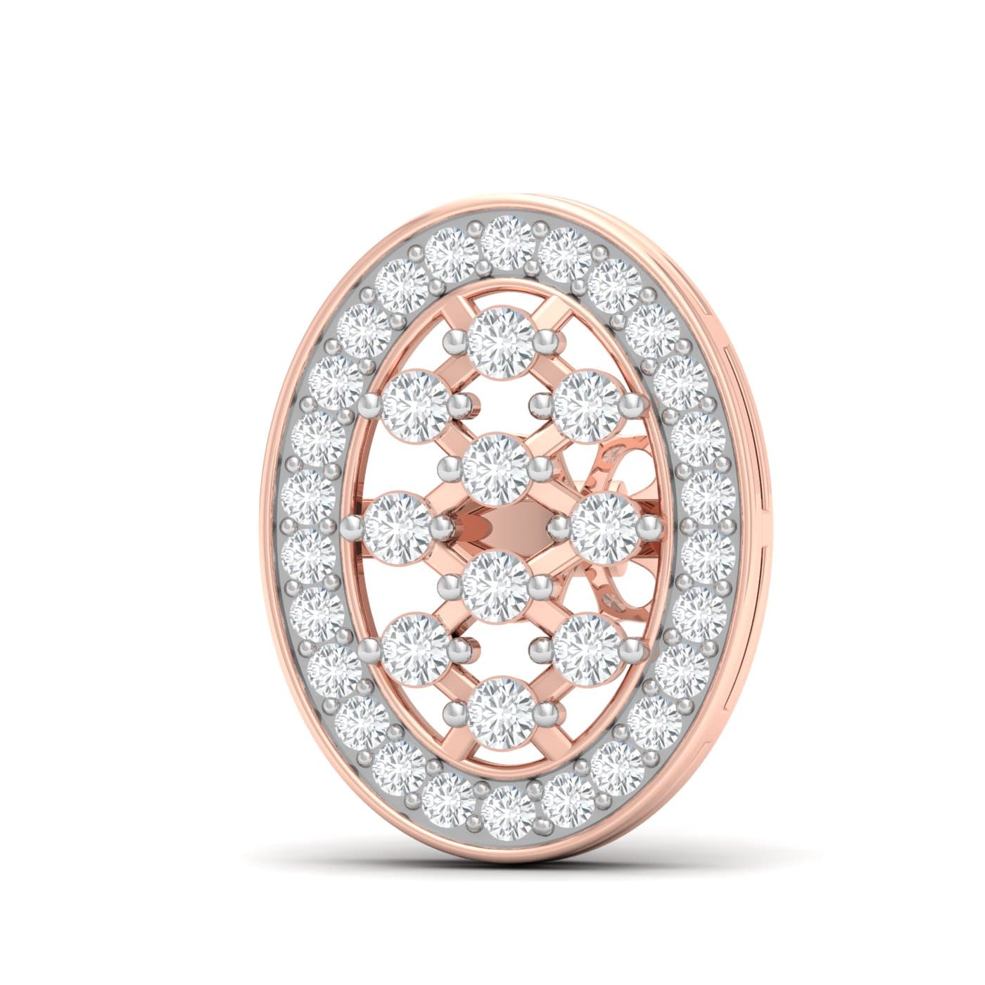 Round Chex Diamond Earrings